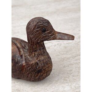 Wooden Duck Decoy Sculpture Hand Carved Rustic Nautical Decor Vintage Hardwood
